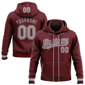 Sweat-shirt à capuche pour homme, coupe ample, écoresponsable, nouveau design, personnalisé, bordeaux, gris-blanc, style baseball, vente en gros directe - Product Image 1