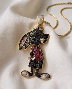 Bugs Bunny Iced Out Anhänger Roségold Moissanit Hip-Hop Halskette - Product Image 3