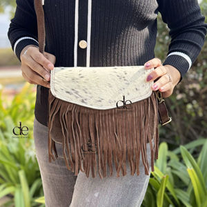 Sac bandoulière en cuir de vachette à franges, élégant et polyvalent, nouveau sac bandoulière multi-usages pour femme, design de créateur - Product Image 1
