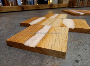 Promotional Walnut Wooden Resin <b>Coaster</b> Set Customizable Square Epoxy Wood <b>Drink</b> Mat Pad Eco-Friendly Modern 4-inch - Product Image 5