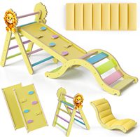 Meilleures ventes : Jouets Montessori en bois d'intérieur 9 en 1, arche d'escalade, structures d'escalade, triangle Pikler avec coussin