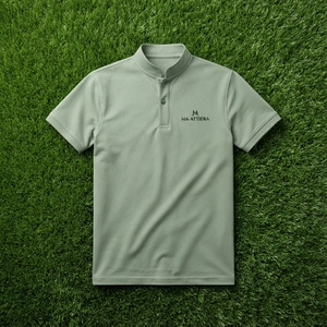 เสื้อโปโลผู้ชายสีเขียวเซจ คอจีน ผ้าถักเนื้อแน่น แห้งเร็ว สำหรับเสื้อเชิ้ตแขนสั้น ชุดกีฬา กอล์ฟ ชุดทำงาน รับผลิตแบบ OEM ODM - Product Image 6