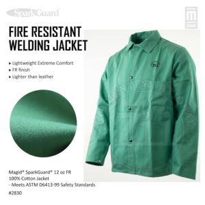 เสื้อแจ็คเก็ตเชื่อมทนไฟ 12 ออนซ์ ผ้าฝ้าย FR รุ่น ZI-6096 ทรงปกติ สีเขียว ทนไฟ ป้องกันไฟฟ้าสถิต 200 องศาเซลเซียส ชุดป้องกันสารเคมีระดับ A - Product Image 5