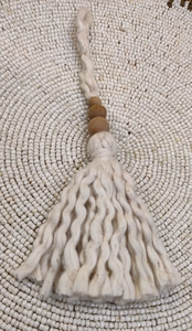 Bohemian Cotton Tassel Keychain With Wooden Beads For Entryway Decor - Product Image 5