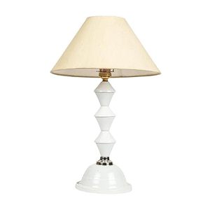 Lampe de table moderne en céramique blanche avec abat-jour beige, base E26, installation sur table pour chambre, salon, hôtel - Cadeau de pendaison de crémaillère - Product Image 1