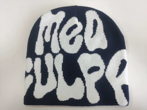 Custom Beanie Manufacturers All Over Print Jacquard Y2K Gothic No Cuff Fold Cuffless <b>Winter</b> <b>Cap</b> Knit Hat With Logo - Product Image 2