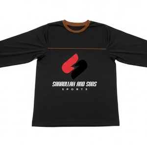 T-shirt décontracté à manches longues pour hommes en coton et polyester, respirant, coupe ample, à porter au quotidien - Product Image 1