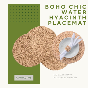 Natural Water Hyacinth Bohemian Design <b>Round</b> Handwoven Eco-Friendly Non-Slip Durable <b>Placemat</b> with Customizable Diameter - Product Image 3
