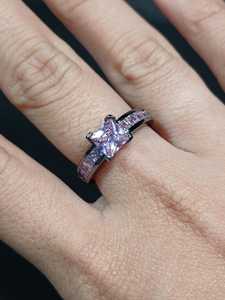 Sterling Silver Black Rhodium Plated Pink CZ Ring Size 6 Sparkling Fashion Ring Jewelry <b>Gift</b> <b>For</b> Women - Product Image 5