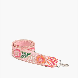 Correa de Bolso Bordada con Flores Rosadas - Product Image 1