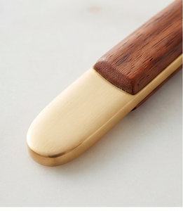 Ensemble de 6 fourchettes à cocktail modernes en laiton avec manches en bois, design minimaliste, compatibles lave-vaisselle, pour mariage et service - Product Image 2
