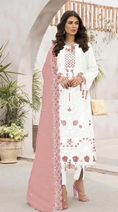 Salwar Kameez moderne semi-cousu en faux georgette brodé pour mariage et Diwali - Product Image 6