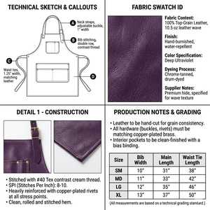 Delantal de Cuero Morado Clásico y Duradero con Textura Suave y Sensación Ligera, Moderno para Uso Doméstico - Product Image 6