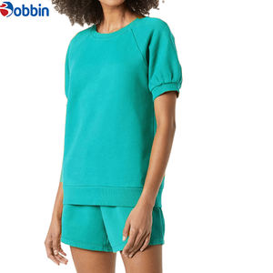 Ensemble de survêtement 2 pièces pour femme, style Hip Hop, avec logo personnalisé, pour l'été, manches courtes, 100% coton, séchage rapide, écologique, pour la gym et le fitness - Product Image 1