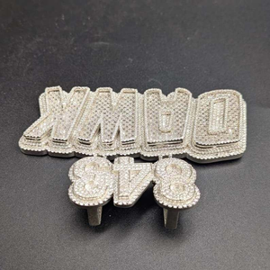 Pendentif personnalisé avec nom et numéro, entièrement serti de pierres, collier hip-hop, bijoux de luxe scintillants - Product Image 3