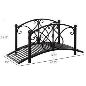 Ponte da Giardino Classico Nero da 1 Metro per Laghetto, Ringhiere Decorative di Sicurezza per Paesaggistica e Terrazze - Product Image 2