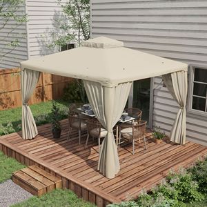 Gazebo Moderno Bianco Crema 9.6x11.6 con Tetto Ventilato e Zanzariera per Feste all'Aperto, Ville, Cortili, Parchi, con Palo in Alluminio - Product Image 2