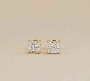 Boucles d'oreilles solitaires en diamant de laboratoire taille princesse D VS1, serties griffes, en or massif 18 carats pour femme, certifiées IGI, cadeau de fiançailles - Product Image 1