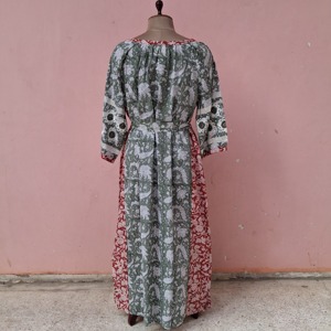 Robe longue en coton imprimé de qualité supérieure, brodée, coupe ample, pour femme, décontractée, tissée, taille élastique, manches longues, idéale pour l'été - Product Image 6