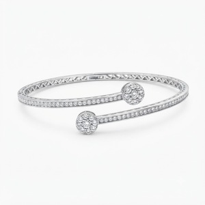 กำไลข้อมือทองคำโรสโกลด์ 14K ประดับเพชร DEF VVS 0.90 กะรัต เพชรแล็บทรงกลมแบบไมโครเพฟ กำไลข้อมือแบบเปิดสำหรับเธอ - Product Image 3