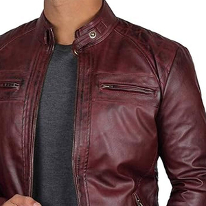 Veste en cuir pour homme 100% cuir de vache véritable, nouveau style élégant, effet peau de crocodile, style vintage, veste en toile pour l'automne - Product Image 5