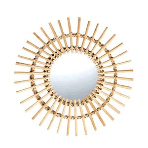 Miroir mural décoratif en rotin haut design élégant pour salle de bain ou hôtel Hangi - Product Image 3