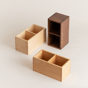 Organisateur de bureau pratique en bois massif pour stylos et crayons, design naturel, deux compartiments, support de bureau pour crayons - Product Image 5