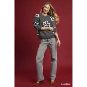 Umgee Pull à col rond pour femme avec des accents floraux élégants - Product Image 3