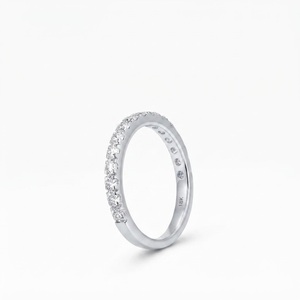 Anillo de media eternidad con diamantes de laboratorio de corte redondo, color DEF, claridad VS VVS, apilable, para boda, con certificado IGI, oro macizo de 10K, 14K, 18K - Product Image 4