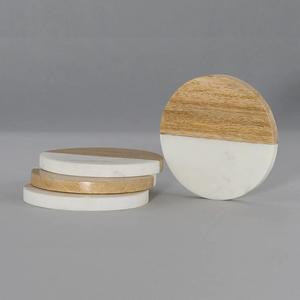 Natural Wood Marble Tea Coaster Premium Coffee Mug Mat Dining <b>Table</b> <b>Protection</b> Coaster Elegant Modern Design - Product Image 6