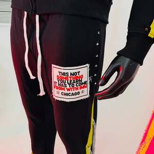 Custom Rhinestone Stripe Tracksuit Set Oversized Zip Hoodie & Flared Sweatpants Premium Fleece Streetwear Set Graphic Sweatsuits - Product Image 4