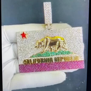 Colgante de Oso Multicolor con Diamantes, Amuleto Animal Estilo Hip Hop, Plata de Ley 925 Bañada en Oro, Certificado GIA, Regalo Unisex para Fiestas, Joyería Fina - Product Image 4