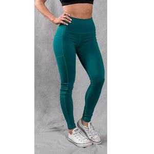 High Waist Full Length Solid <b>Green</b> <b>Leggings</b> Knitted Stretch Breathable Sporty Style All Seasons <b>Women's</b> <b>Leggings</b> - Product Image 1