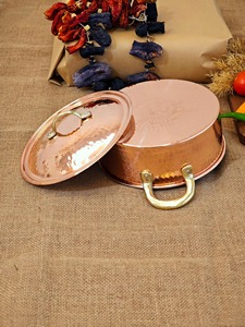 Most Selling Hammered Copper Soup <b>Pot</b> with <b>Lid</b> Double Handle Vintage Design Oven Safe for Gas and Induction Cooker - Product Image 4