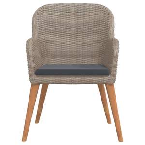 Juego de comedor de patio de 3 piezas en color marrón con cojines para ocio en el jardín - Product Image 4