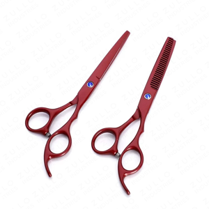 Professional Red Powder Coated <b>Barber</b> Scissors <b>Set</b> Stainless Steel Hair Cutting Shears with Custom Logo - Product Image 5