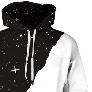 Sudadera con Capucha y Cremallera para Hombre, Estampado de Dibujos Animados en Blanco y Negro, Corte Regular, Informal, Tejido de Poliéster, Impresión Digital, Ropa de Otoño - Product Image 3