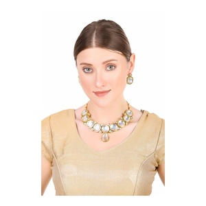 Ensemble collier et boucles d'oreilles en imitation perle plaqué or, bijoux de fête classiques pour femmes, ensembles de bijoux tendance, forme goutte d'eau - Product Image 2