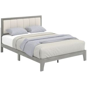 Struttura letto imbottita grigia facile da montare con testiera, stile piattaforma - Product Image 6