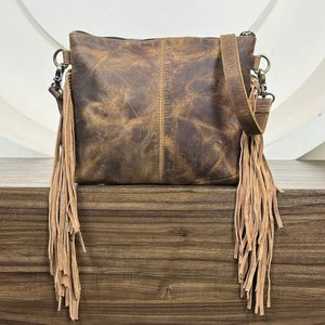 Elegante personalizado de lujo de cera dura de cuero de vaca bolso de mano con flecos fabricante de alta calidad de cuero genuino bolso de señora para mujer - Product Image 5