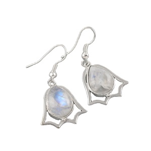 Pendientes de plata de ley 925 con piedra lunar de arcoíris Natural, Pendientes colgantes de piedras preciosas hechas a mano, para hombres y mujeres - Product Image 1