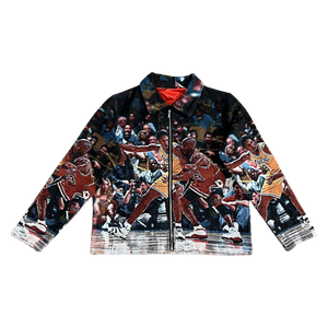 Custom OEM <b>Men</b> Spring Streetwear Vintage Tapestry <b>Jacket</b> Full Print Woven Jacquard Graphic Breathable Zip up Outerwear Wholesale - Product Image 6