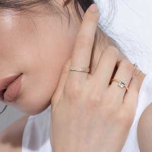 4mm Better Half Bands Round Lab Grown Diamond Pave Satin Finish Gender Neutral Wedding Rings Women Men 14K <b>Solid</b> Gold Wholesale - Product Image 4