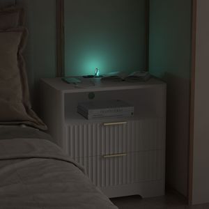 Comodino Intelligente con Stazione di Ricarica e Luce Notturna, Mobile Contenitore per Camera da Letto, Tavolino da Notte - Product Image 4