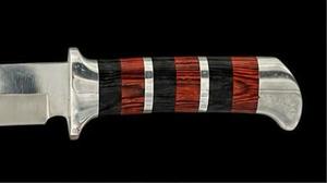Couteau de chasse en acier inoxydable, lame à pointe tombante, manche en bois, rayures rouges et noires, épaisseur 0,6 mm, produits faits à la main - Product Image 3