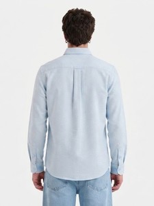 เสื้อเชิ้ตแขนยาวสีฟ้าพาสเทลสำหรับผู้ชาย ยี่ห้อ Enovate ผ้าทอระบายอากาศได้ดี เหมาะสำหรับฤดูร้อน สีเบจ ผ้าลินิน เย็บแบบไร้ตะเข็บ - Product Image 3