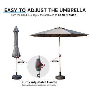 Ombrellone da Patio da 2,7 m con Manovella Inclinabile a Pulsante, Protezione UV, Impermeabile, Ombrellone da Giardino per Esterni 8 - Product Image 5