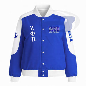 Chaqueta de sarga de algodón estilo carreras Zeta Phi Beta ZPB, ropa griega de hermandad, chaqueta de carreras con cuello alto y bloques de color. - Product Image 2