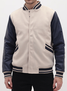 Chaqueta Bomber Unisex Estilo Universitario con Cuello Alto, Resistente al Viento y Transpirable, de Lana/Poliéster para Ropa Urbana Universitaria, Fabricada por Power Punch - Product Image 2
