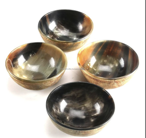 Cuencos artesanales de cuerno de Búfalo, cuenco de cuerno de vaca y buey para ensalada, producto de color negro natural para uso en vajilla de La India - Product Image 1